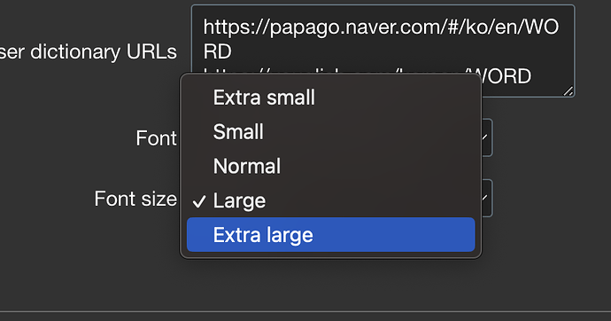 Font Size Selections Using LR Extension Navigating to Extra Large Font