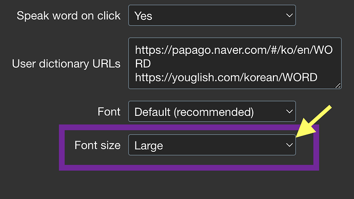 Font Size Section LR Extension with Video