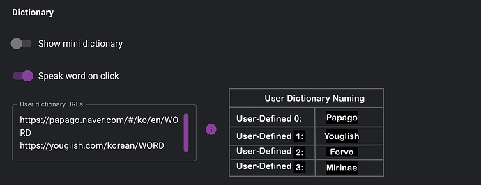 Custom Labeling User Dictionary Naming Idea 2 LR