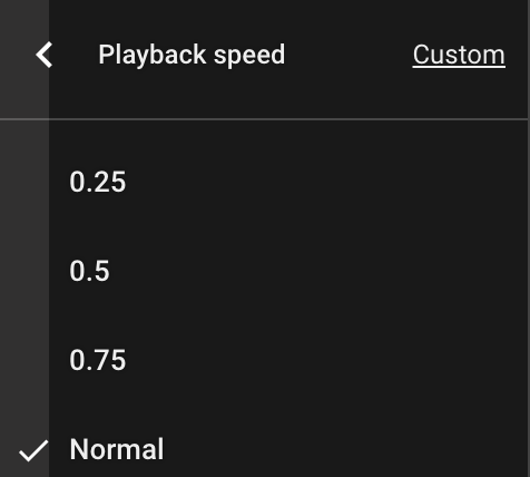 Youtube Playback Speed example for LR Text+Read mode